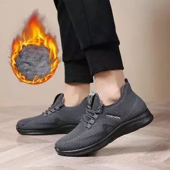 Мода 2024 года, зимняя новая хлопковая обувь для мужчин среднего и пожилого возраста, повседневная обувь с толстым бархатом для мужчин, теплая спортивная обувь 39