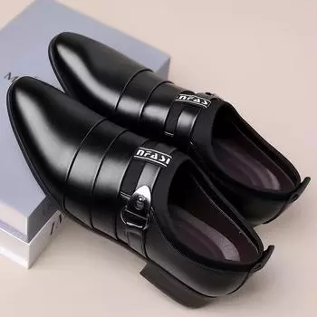 Мода 2024 годаМужские туфли Классические деловые кожаные туфли Оксфорды с острым носком Мужские повседневные туфли для офиса Дизайнерские лоферы 38 чёрный