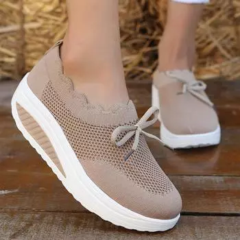 Мода 2024 Кроссовки Обувь Женская Удобная Обувь на Платформе Плоские Женские Кроссовки Лоферы Массивные Кроссовки Слипоны Женская Обувь Женщина 36 хаки