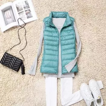 МОДА 2024 куртка пуховик с женским пуховым жилетом женский короткий легкий пуховый жилет жилет на утином пуху жилет Одежда S