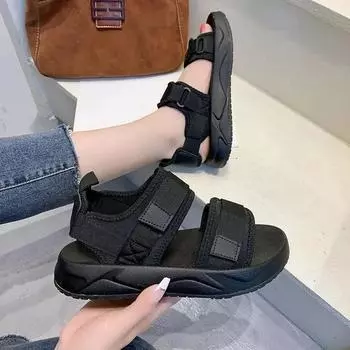 мода 2024 Летние сандалии Женские сандалии Повседневная обувь на платформе Бежевые босоножки на танкетке Спортивные сандалии Модная обувь Пляжные сандалии на плоской подошве Mujer 35 зелёный