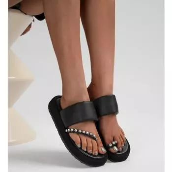 мода 2024 Летние женские шлепанцы Модные и элегантные шлепанцы Женские уличные пляжные сандалии 36 чёрный