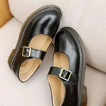 мода 2024 Летняя мода Новые японские туфли в стиле колледжа Jk Uniform Shoes Tendon Bottom Round Toe Single Shoes Туфли Мэри Джейн Lolita 34 чёрный