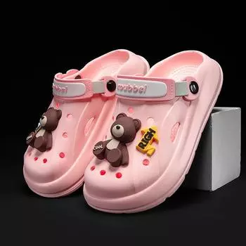 Мода 2024 Лето Дизайнер Rich Cartoon Bear для женщин, мужчин и девочек Пляжные сандалии Тапочки Повседневные сабо на платформе Шлепанцы Шлепанцы Обувь 35-36