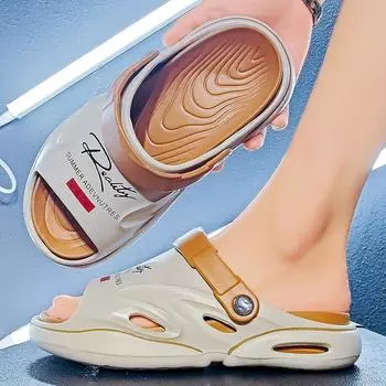 Мода 2024 Лето Новые мужские сандалии EVA Мягкие тапочки на подошве Домашние тапочки Уличная пляжная обувь 39-40(25cm) хаки