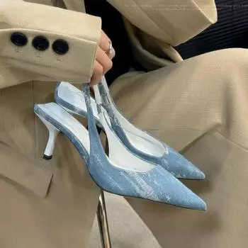 Мода 2024 Лето Новые Женские Сексуальные Острые Носки Простые Нескользящие Однотонные Туфли На Высоком Каблуке Элегантные и Удобные Босоножки Большого Размера Для Вечеринок 35 чёрный