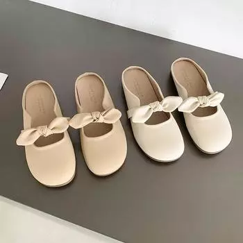 Мода 2024 Лето Новый стиль Мягкая подошва Женская обувь Модные ретро бант Повседневные тапочки на плоской подошве Обувь для женщин Pantuflas De Mujer 36 хаки