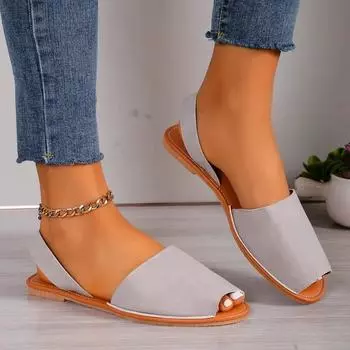 Мода 2024 Лето Новый Стиль Женские Сандалии Уличные Однотонные Открытые Носки Низкий Каблук Однотонные Небольшие Кольцевые Женские Сандалии 36 чёрный