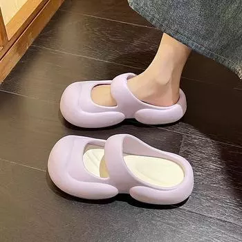 Мода 2024 Лето женские толстые подошвы нескользящие удобные легкие сандалии EVA наступающие на какашки ощущения уличные пляжные тапочки 36-37