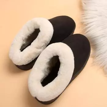 мода 2024 модные зимние хлопковые тапочки для женщин новые утолщенные теплые ботинки для улицы нескользящая домашняя хлопковая обувь 35 чёрный