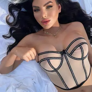 МОДА 2024 Новая мода с блестками Нишевый дизайн Прозрачная сетка Сексуальная красотка для похудения Бюстье Топ Onlyfan S хаки