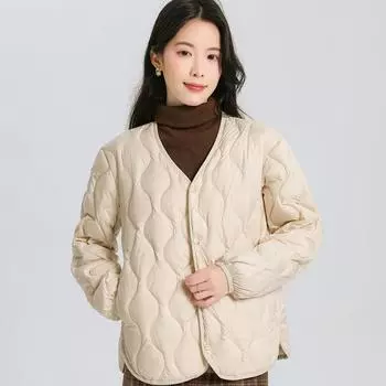 МОДА 2024 новая одежда легкий пуховик женский короткий простой наборный свитер длинный рукав куртка тыква узор Одежда M чёрный