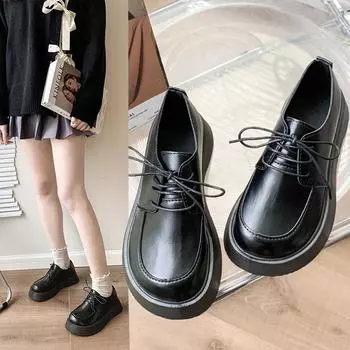 Мода 2024 Новая весна Повседневная женская обувь Лоферы Кожаные туфли на плоской подошве со шнуровкой Слипоны Женская обувь 35