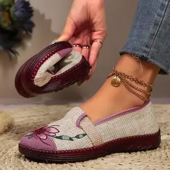 Мода 2024 Новое поступление Круглый носок Удобная повседневная женская обувь Горячая продажа Летние элегантные дышащие сетчатые вышитые балетки 36 серый