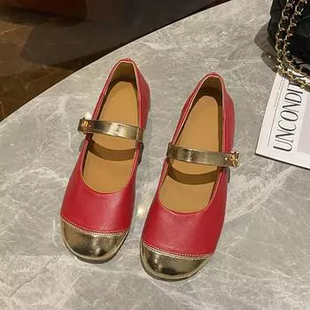 Мода 2024 Новые красные туфли Мэри Джейн в корейском стиле, модные женские туфли-лодочки с круглым носком, удобные женские туфли на квадратном каблуке 35 бежевый