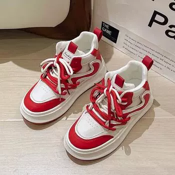 Мода 2024 Новые повседневные удобные кроссовки для женщин с буквенным принтом и толстой подошвой Модный тренд Bread Женская обувь Zapatillas Mujer 35 чёрный