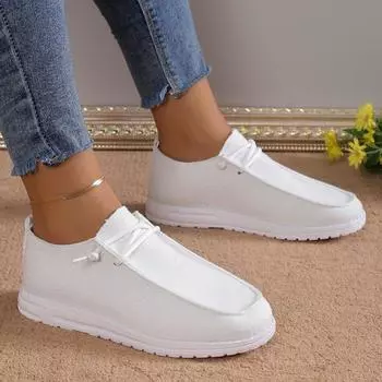 Мода 2024 Новые сетчатые дышащие кроссовки женские толстые нескользящие шнурки повседневные легкие туфли на платформе 36 белый