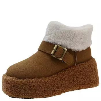 Мода 2024 Новые теплые зимние сапоги женские водонепроницаемые замшевые сапоги на платформе для женщин нескользящие ботильоны хлопковые меховые туфли Botas De Mujer 35 коричневый
