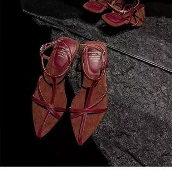 Мода 2024 Новые женские босоножки на высоком каблуке Летние туфли на высоком каблуке Женские босоножки с ремешком и пяткой 34 бежевый