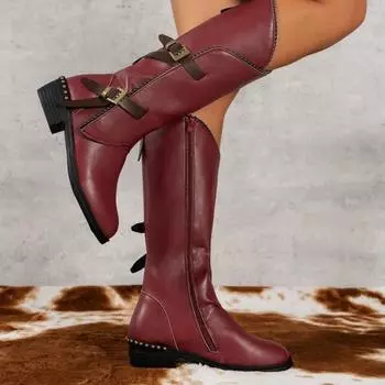 Мода 2024 Новые женские кожаные ботинки средней длины Высокие сапоги Женские мотоциклетные готические новые рок-обувь Панк Модная обувь для женщин Большие размеры 36 чёрный