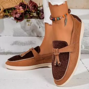 Мода 2024 Новые женские мокасины Slip on женские туфли на плоской подошве Бренд Весна Осень Повседневная обувь на плоской подошве Кожа Кашемировые туфли Одиночные туфли Плюс Размер 42 36 чёрный