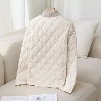 МОДА 2024 новый легкий и тонкий пуховик, чтобы согреть женщин зимой, тонкий и удобный повседневный свитер с круглым вырезом, модная одежда S чёрный