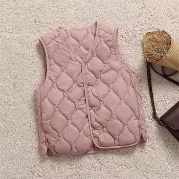 МОДА 2024 новый легкий жилет с V-образным вырезом в форме ромба, приталенный терможилет, модная верхняя куртка, одежда M темно-коричневого