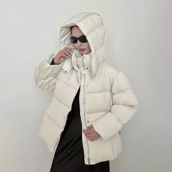 МОДА 2024 Новый пояс вниз женская талия узкая морщинистая утолщенная тонкая 90 Белый утиный пух модная зимняя одежда S does not support return.