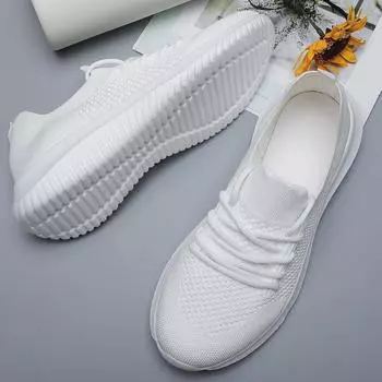 Мода 2024 Новый стиль Четыре сезона Ультра легкие дышащие удобные повседневные спортивные летающие тканые кроссовки для бега Кроссовки Лоферы Обувь 35 чёрный