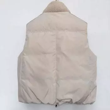 МОДА 2024 Новый вязаный пуховый жилет в тон, женский корейский вариант, воротник-стойка, верхняя одежда, жилет, жилет, жилет, жилет, жилет, модная одежда one size fits all серый