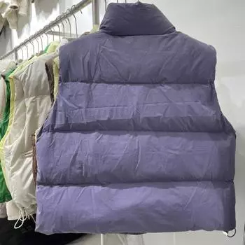 МОДА 2024 Новый женский пуховый жилет с коротким воротником-стойкой, модный свободный простой универсальный белый жилет на утином пуху One size