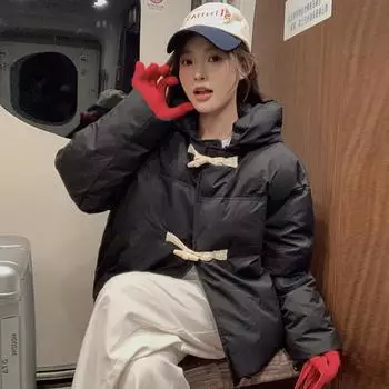 МОДА 2024 осень и зима новый утолщенный свободный воротник-стойка утолщенный пух на хлопковой подкладкеженская на хлопковой подкладкемаленькая мужская на хлопковой подкладке Одежда S фиолетовый