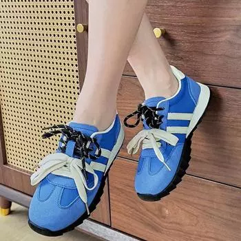 Мода 2024 Осень Мода Новые Женские Шнуровка Нескользящие Дышащие Удобные Кроссовки 35 чёрный