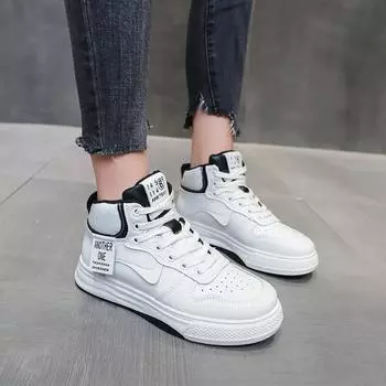 Мода 2024 Осень Новая мода Высокие кроссовки Обувь для женщин Прогулки Повседневная спортивная обувь 34 бежевый