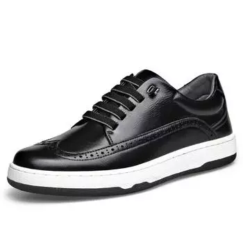 Мода 2024 осень новые дизайнерские осенне-зимние туфли кроссовки для мужчин модные повседневные из натуральной кожи Brock Carved дышащие мужские туфли 38 чёрный