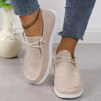 Мода 2024 Осень Новые Женские Холщовые Дышащие Легкие Модные Повседневные Туфли На Плоской Подошве Для Женщин 36 хаки