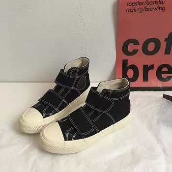 Мода 2024 Осень Новые Женские Кроссовки из парусины Кроссовки на платформе Плоские Повседневные Вулканизированные Туфли Женские Высокие Кроссовки Из Парусиновой Ткани Tenis Feminino 35 белый
