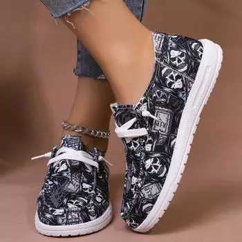 Мода 2024 Осень Новые Женские Плоские Мокасины Обувь Повседневная Уютная Модная Обувь С Принтом 36 чёрный