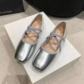 Мода 2024 Осень Новый Дизайн Балетки Элегантные Удобные Мягкие Женские Туфли На Плоской Подошве Лоферы Мэри Джейн Женские Балетки 36 золотой