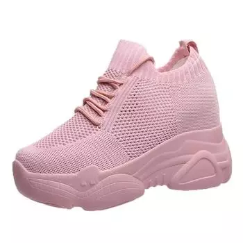 Мода 2024 Размер 34-40 Женские белые кроссовки на платформе Женские туфли-лодочки Осенние теннисные туфли Летние туфли на каблуках Увеличивающие рост на 10 см 34 чёрный