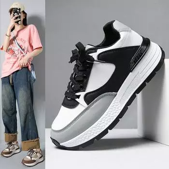 Мода 2024 Sneskers Женская повседневная обувь на платформе Модные дышащие сетчатые туфли на плоской подошве для ходьбы Кроссовки Женская вулканизированная обувь Обувь 35 хаки