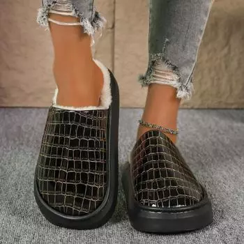 Мода 2024 Тапочки Женская обувь Женские сапоги Осенние с круглым носком Однотонные короткие туфли на толстой подошве Модные сапоги 36 чёрный