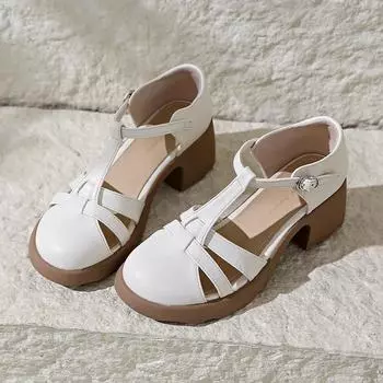 Мода 2024 Туфли-лодочки Женские Туфли На Высоком Каблуке С Ремешком На Щиколотке Летние Женские Сандалии Baotou Frenc Элегантная Обувь 34 бежевый