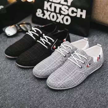 Мода 2024 Весна Горячая Распродажа Дышащая Повседневная Холщовая Мужская Модная Обувь Для Вождения Прогулочная Мужская Обувь Мужская Повседневная Обувь 39
