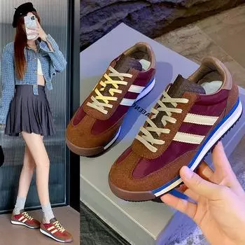 Мода 2024 Весна и Осень Модная женская спортивная обувь Натуральная кожа Дышащая женская вулканизированная обувь Роскошный дизайнер 35 синий