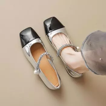 Мода 2024 Весна и Осень Женская Уличная Обувь Корейский Стиль Женская Повседневная Обувь Мэри Джейн На Низком Каблуке Одежда Для Работы и Прогулок Бесплатная Доставка 35 слоновая кость