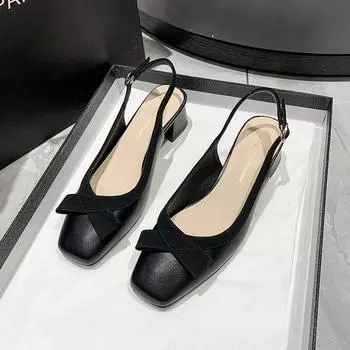 мода 2024 Весна/Лето Новые Ретро Туфли Мэри Джейн Женские Босоножки На Толстом Каблуке Квадратной Головы Высокие Каблуки 34 бежевый