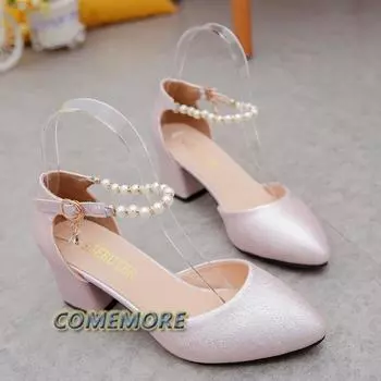 Мода 2024 Весна Лето Женская Обувь Неглубокие Босоножки Baotou Женские Элегантные Свадебные Туфли Свадебные На Высоком Каблуке Дизайнерские Сандалии Для Женщин 34 розовый