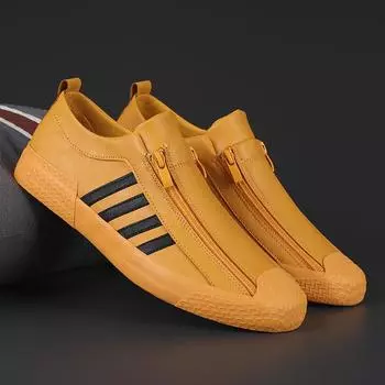 Мода 2024 Весна Мужская Кожаная Повседневная Обувь Желтые Мокасины Модные Низкие Мужские Кроссовки Плоские Удобная Обувь Без Застежек Мужские Лоферы 40