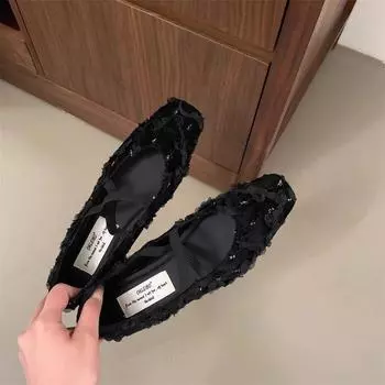 Мода 2024 Весна Новые Женские Мягкие Плоские Модные Туфли Мэри Джейн Слипоны Мягкая Подошва Уличное Платье Балетки 35 бежевый